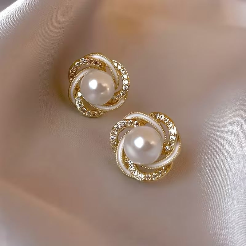 Pearl Swirl Rose Studs