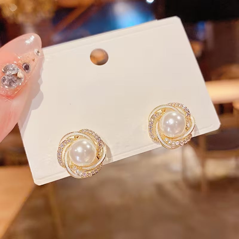 Pearl Swirl Rose Studs