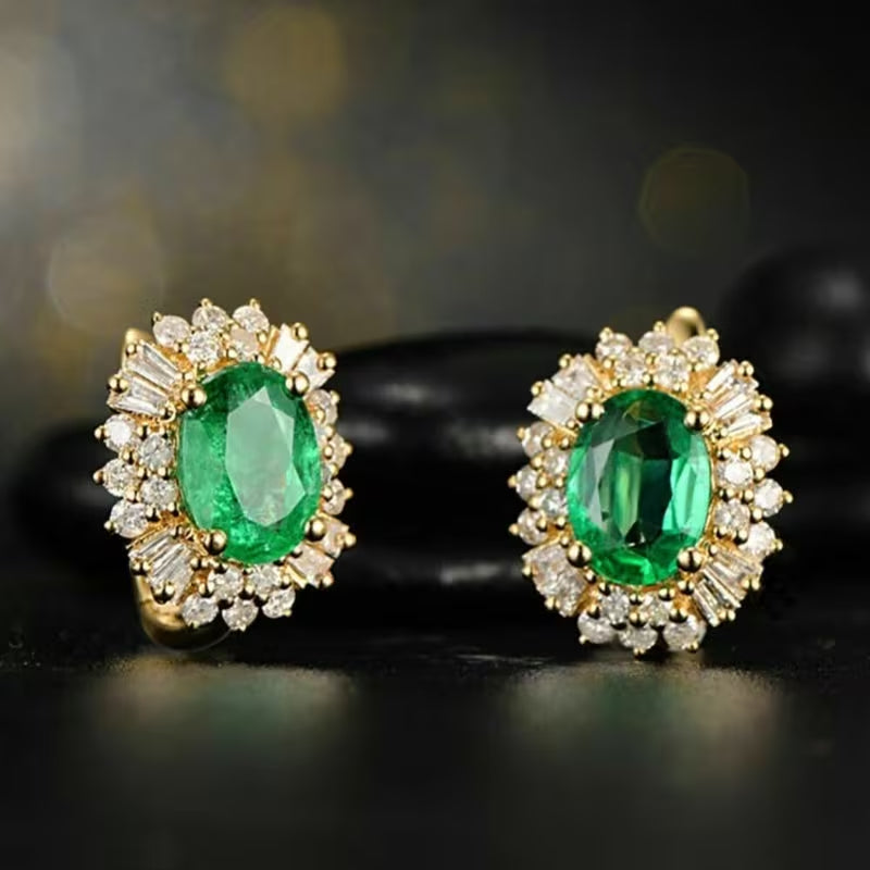 Emerald Halo Earrings