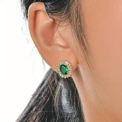 Emerald Halo Earrings