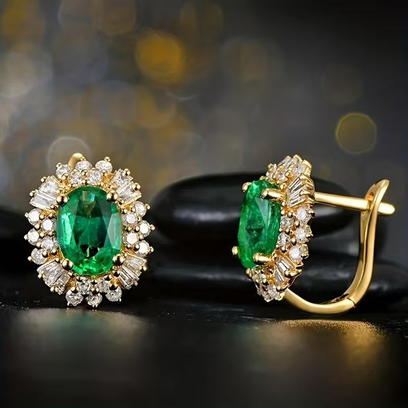 Emerald Halo Earrings