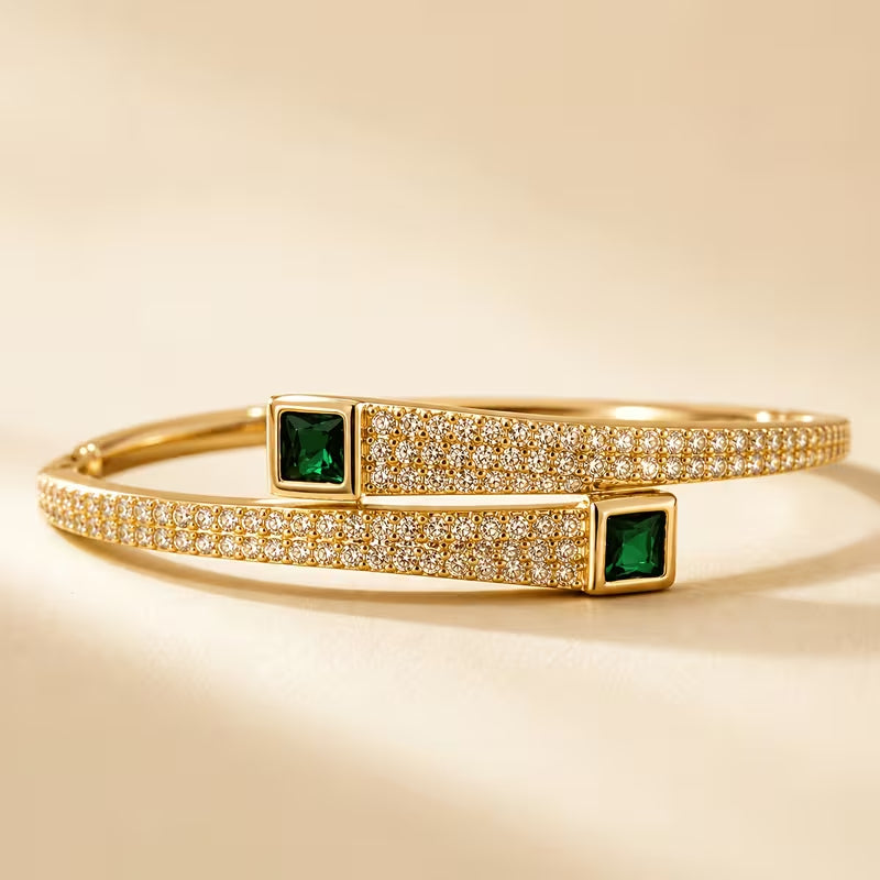 Emerald Spiral Cuff Bangle