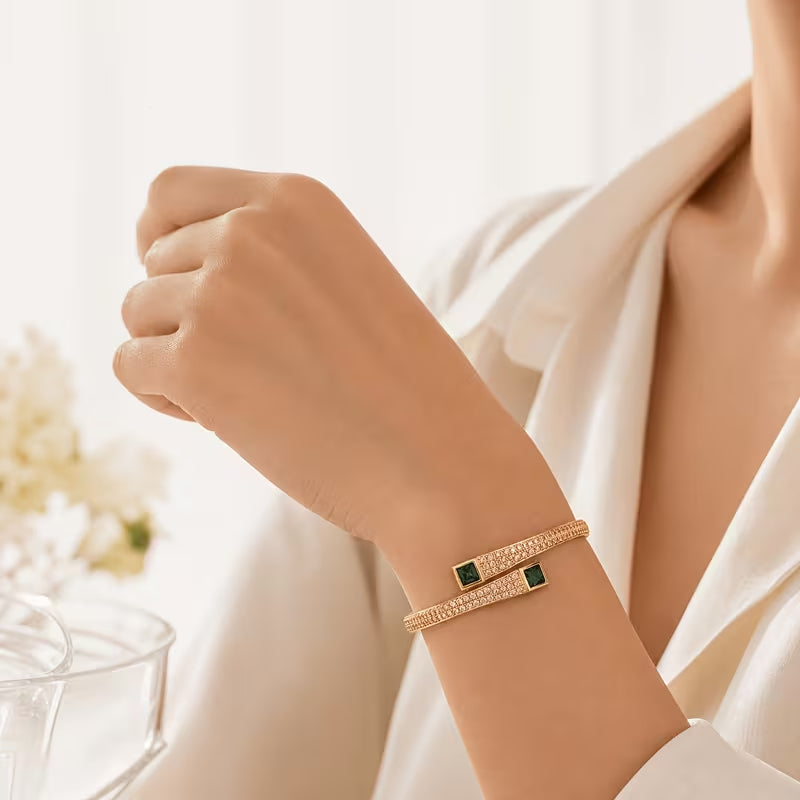 Emerald Spiral Cuff Bangle