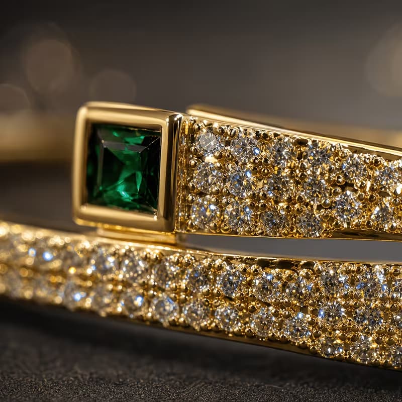 Emerald Spiral Cuff Bangle