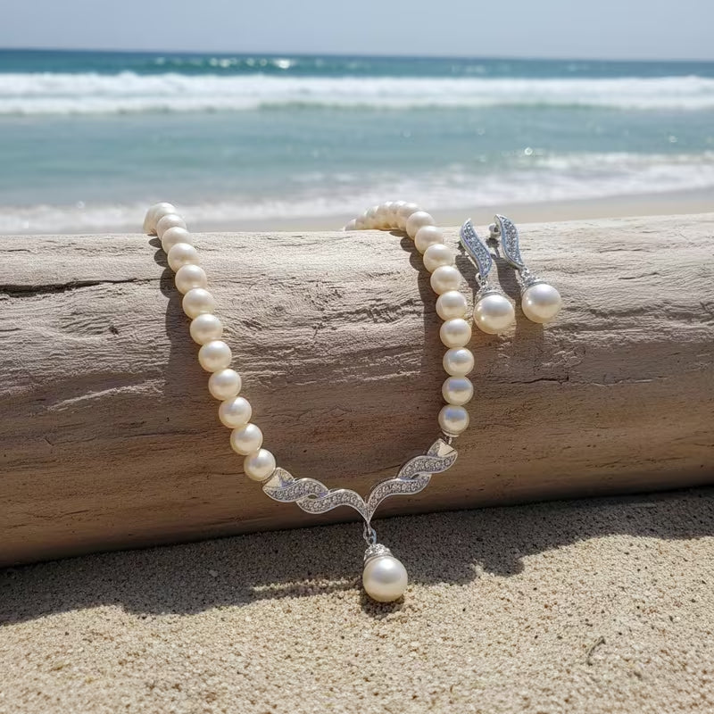 Pearl Cascade Necklace Set