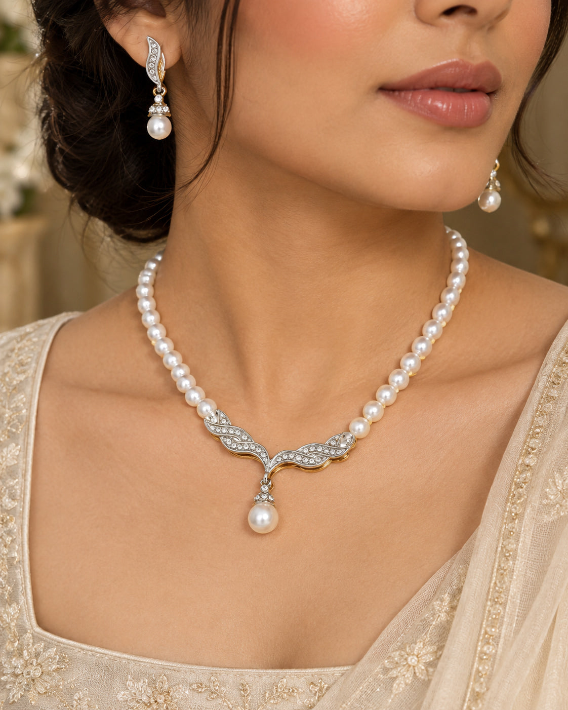 Pearl Cascade Necklace Set