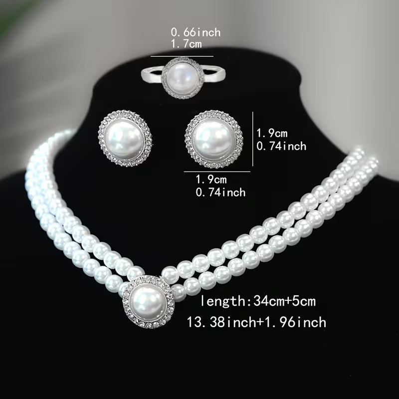 Pearl Halo Bridal Set
