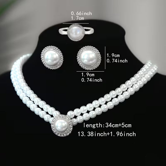 Pearl Halo Bridal Set