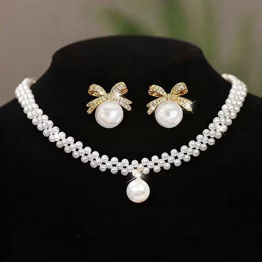 Pearl Mesh Necklace Set