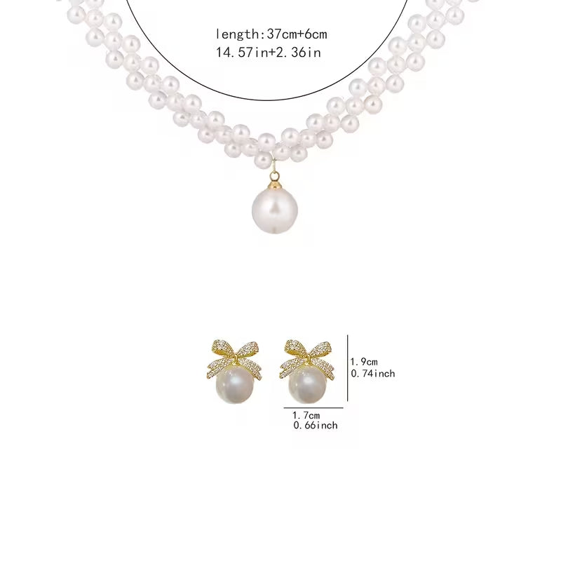 Pearl Mesh Necklace Set