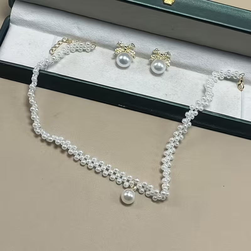 Pearl Mesh Necklace Set