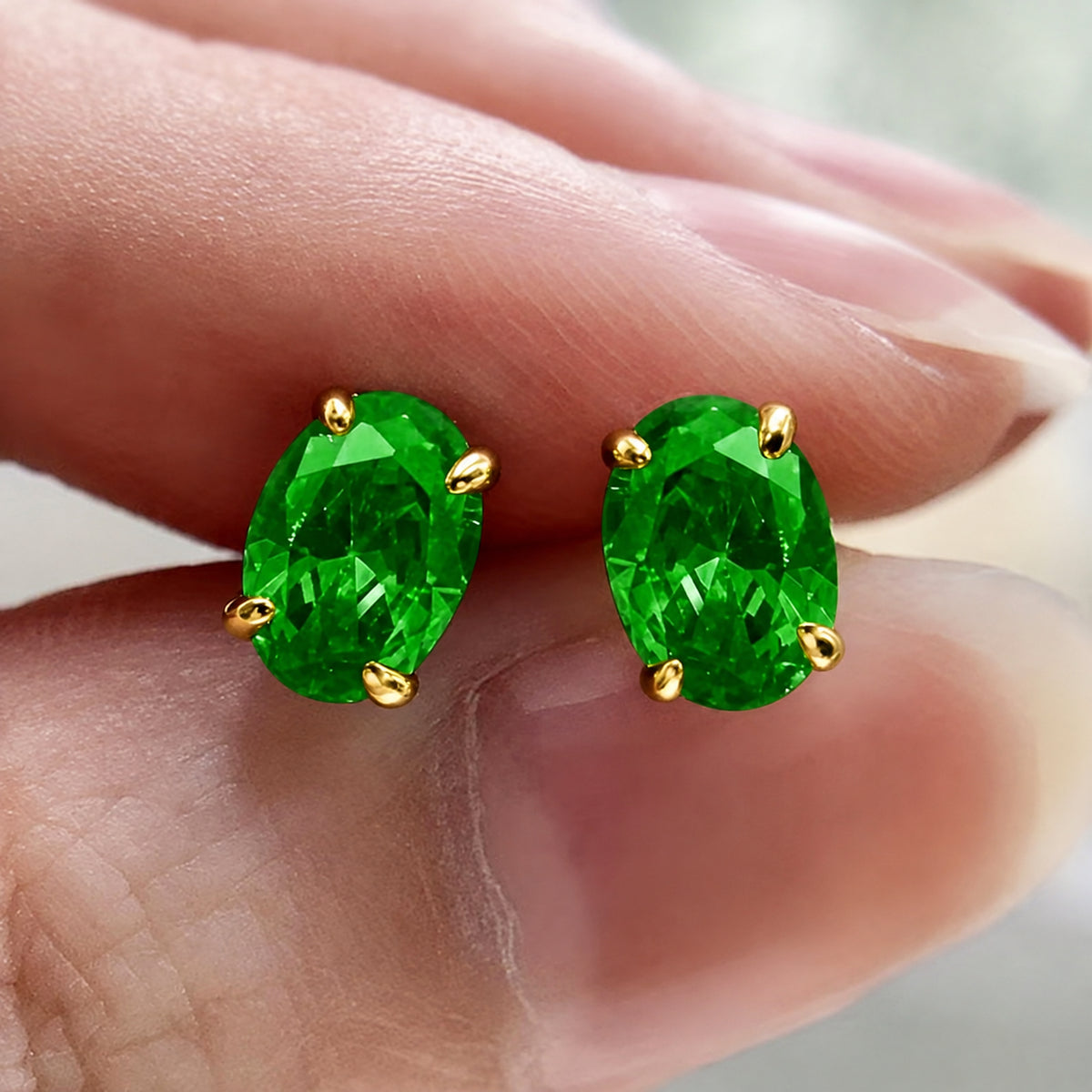 Classic Oval Stud Earrings