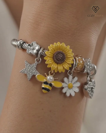Sunflower & Bee Bracelet