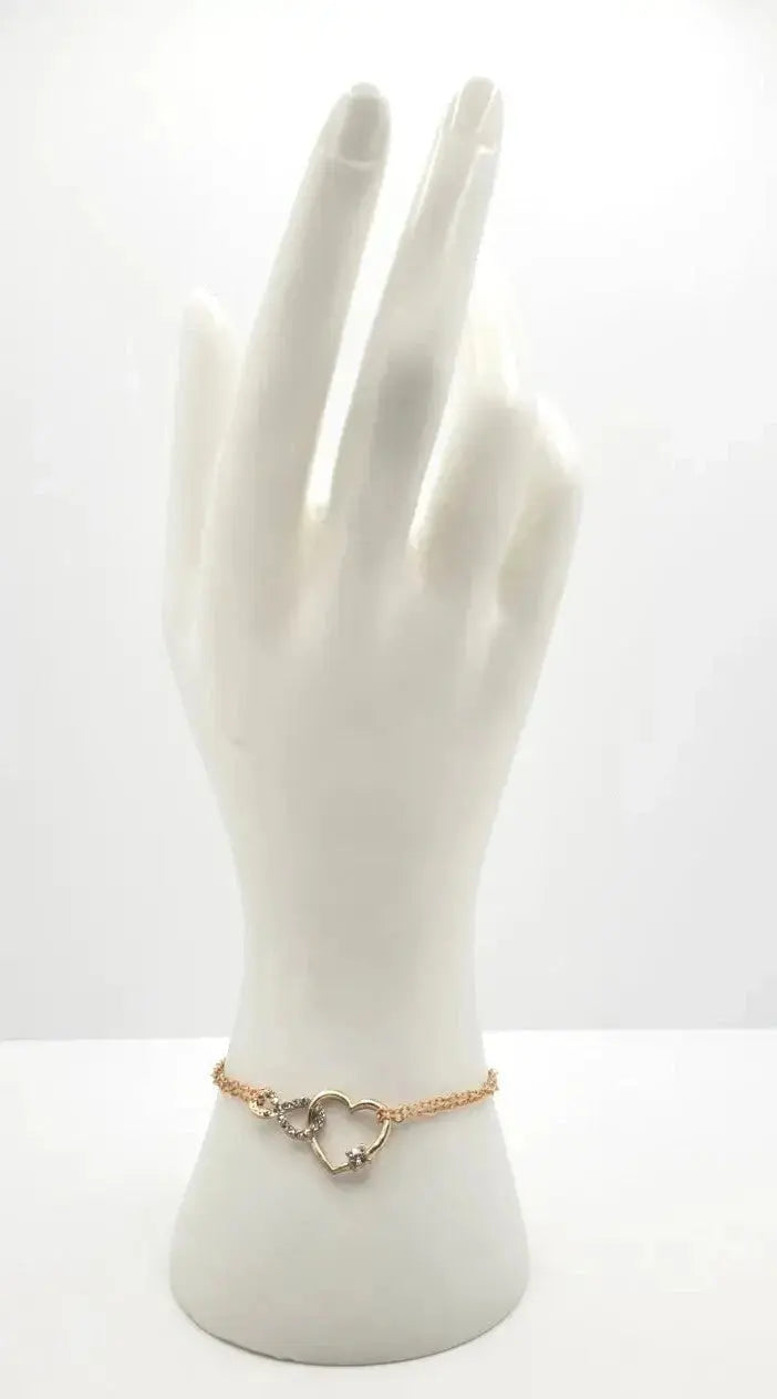 Double Chain Floating Heart Bracelet