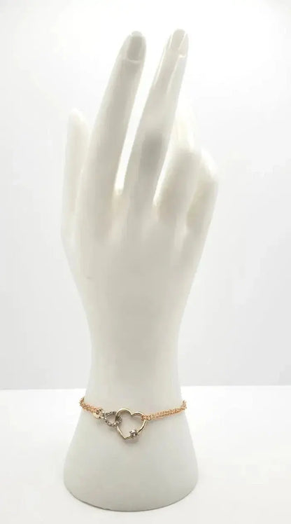 Double Chain Floating Heart Bracelet